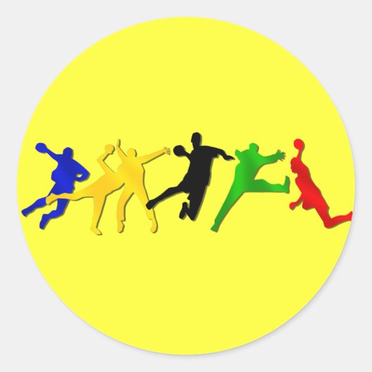 Blad van 20 handbal stickers voor fans en spelers (Voorkant)