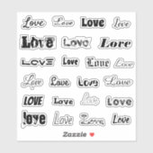Blad van 23 Diverse "LOVE" zwarte accent stickers (Vel)