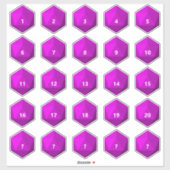 Blad van 25 Aangepaste Tekst D20 Die | Sjabloon ma Sticker (Vel)