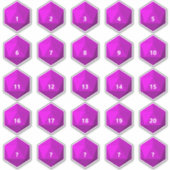 Blad van 25 Aangepaste Tekst D20 Die | Sjabloon ma Sticker (Voorkant)