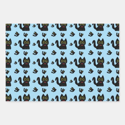 Blad van 3 vellen van Le Noir Cat Wrapping Paper (Voorkant)