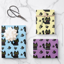 Blad van 3 vellen van Le Noir Cat Wrapping Paper