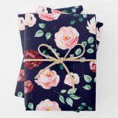 Blad van 3 vellen voor Bourgogne roze rozen (In situ)