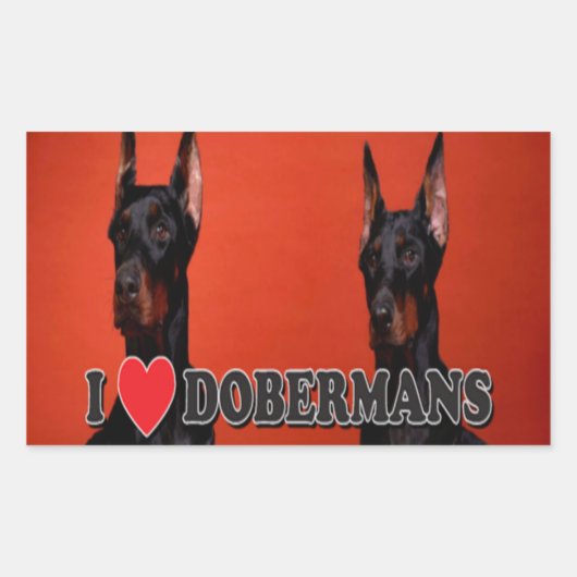 Blad van 4 - I Love Doberman Stickers (Voorkant)