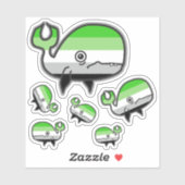 Blad van antieke Sticker, maar van rode walvis Sticker (Vel)