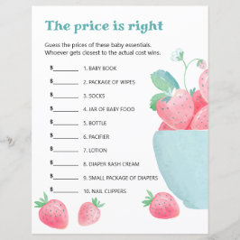 Blad van baby shower spel schattige aardbeien.