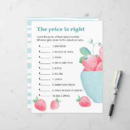 Blad van baby shower spel schattige aardbeien.