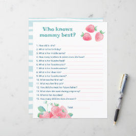 Blad van baby shower spel schattige aardbeien.