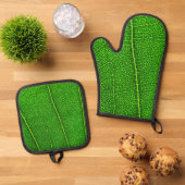 Blad van boom close-up ovenwant & pannenlap set (Top down)