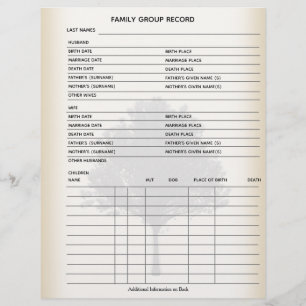 Blad van de groep Familieboom-genealogie