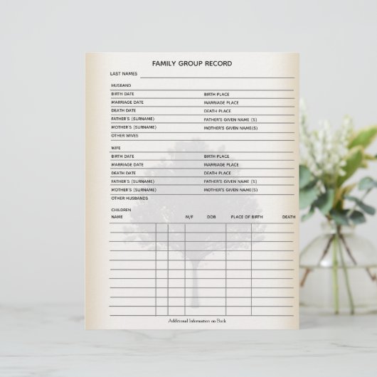 Blad van de groep Familieboom-genealogie (Staand voorkant)