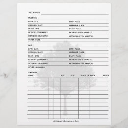 Blad van de groep Familieboom-genealogie