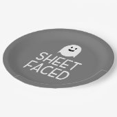 Blad van Funny Halloween Party met Cute Ghost Papieren Bordje (Gekanteld)