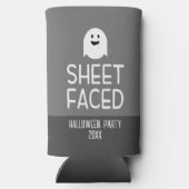 Blad van Funny Halloween Party met Cute Ghost Seltzer Blikjeskoeler (Achterkant)