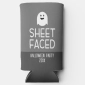 Blad van Funny Halloween Party met Cute Ghost Seltzer Blikjeskoeler (Voorkant)