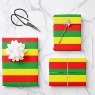 Blad van groengeel rood Reggae Rasta Inpakpapier Vel