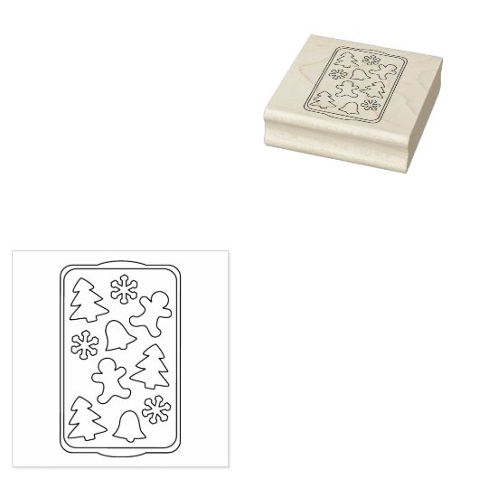 Blad van Kerstkoekjes Rubber Art Stamp Rubberstempel (Gestempeld)