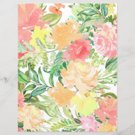 Blad van kleurig Floral — perzik en groene toon