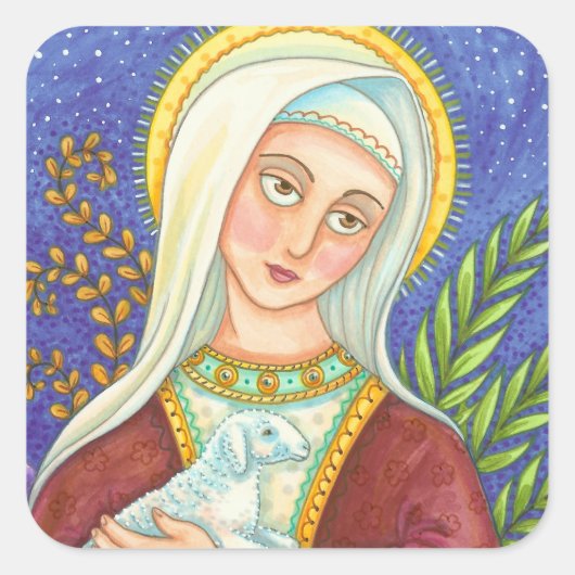 Blad van Mary and Lamb CLASSIC SQUARE STICKERS (Voorkant)