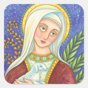 Blad van Mary and Lamb CLASSIC SQUARE STICKERS