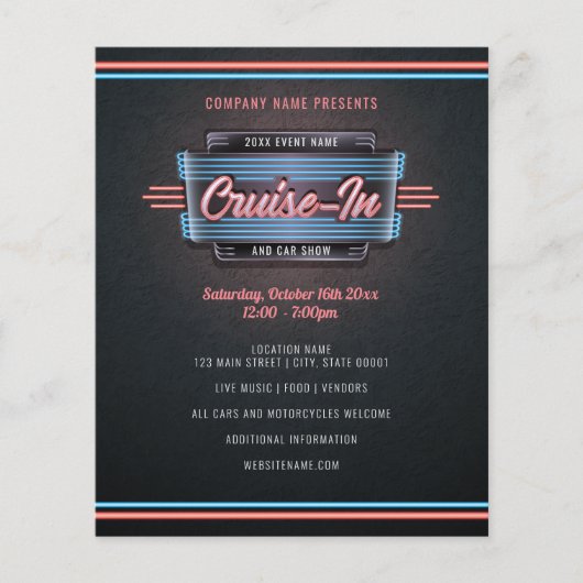 Blad van Neon Cruise-in-Invitation Flyer (Voorkant)