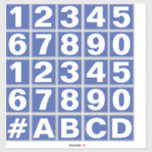 Blad van nummers in blauwe en witte stickers (Vel)