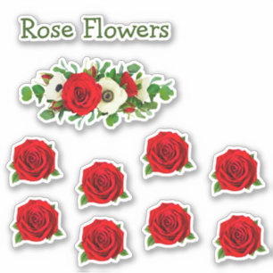 Blad van rode rozenbloemen sticker