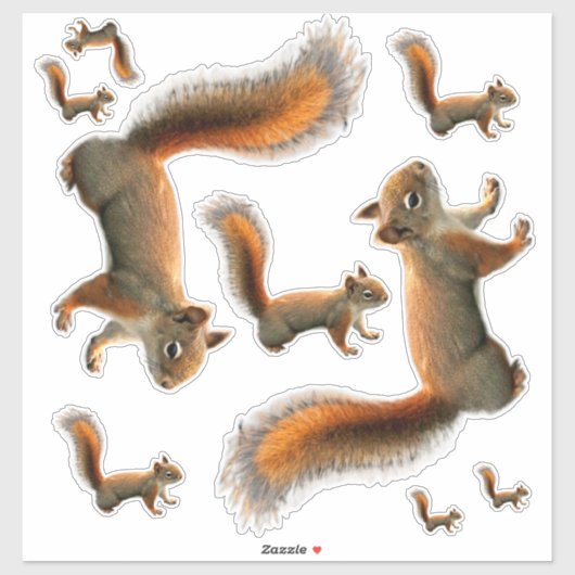 Blad van Stickers van de rode eekhoorn (Vel)