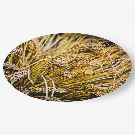 Blad van tarwe - Hartelijk dank Papieren Bordje (Gekanteld)
