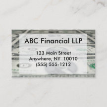 Blad van Visitekaartje met twee dollaire bakken