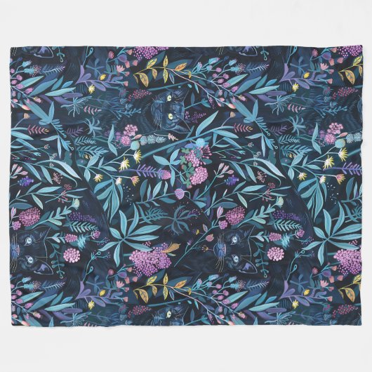 Blad van zwarte panter fleece deken (Voorkant (Horizontaal))