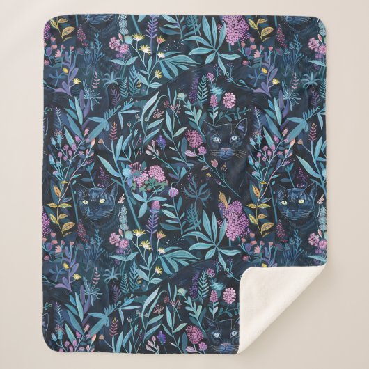 Blad van zwarte panter sherpa deken (Voorkant)