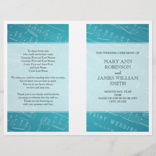 Blad voor bindprogramma Muziek blauw (Voorkant)