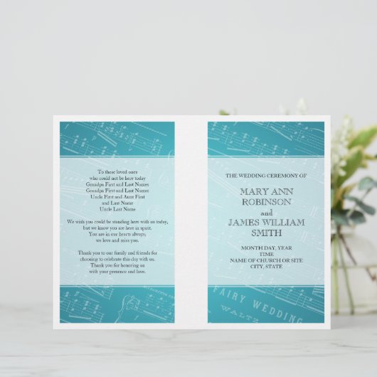 Blad voor bindprogramma Muziek blauw (Staand voorkant)