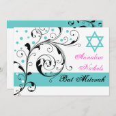 Blad zwart, wit, aqua & Davidster Kaart (Voorkant / Achterkant)