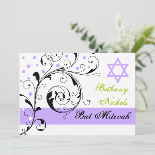 Blad zwart, wit, paarse & Davidster Kaart (Staand voorkant)