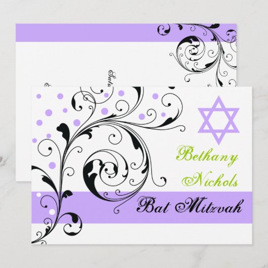 Blad zwart, wit, paarse & Davidster Kaart (Voorkant / Achterkant)