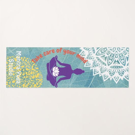  bladachtergrond en chakra en pose yogamat (Voorkant (horizontaal))