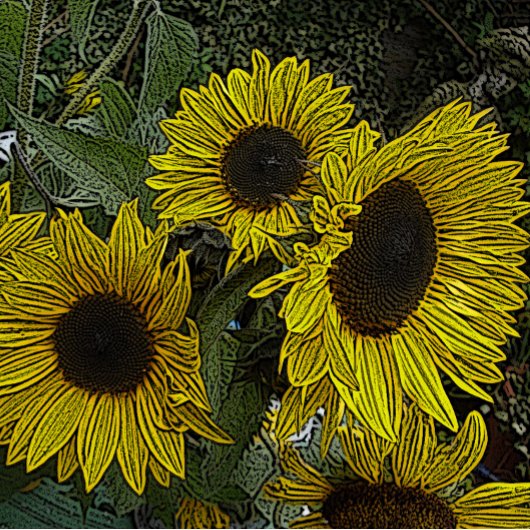 bladachtergrond met grote gele zonnebloemen legpuzzel