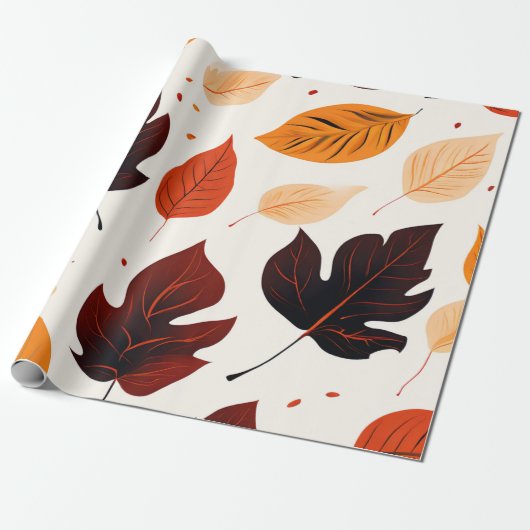 Bladachtige elegantie: herfstzachte tinten cadeaupapier (Uitgerold)