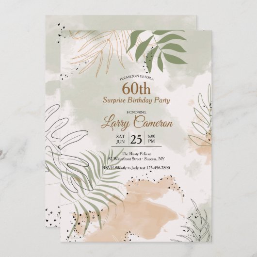 Bladachtige waterverf kaart (Voorkant / Achterkant)