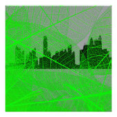 Bladaders over het stadsprofiel - Abstract Foto Afdruk (Voorkant)
