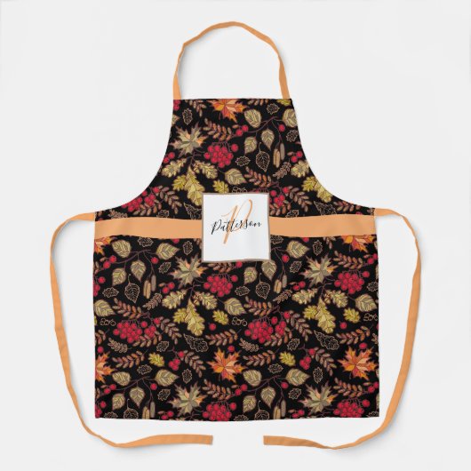 Bladblad met familienaam schort (Voorkant)