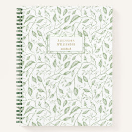 Bladbladeren Groen Witte hand getekende  naam Notitieboek