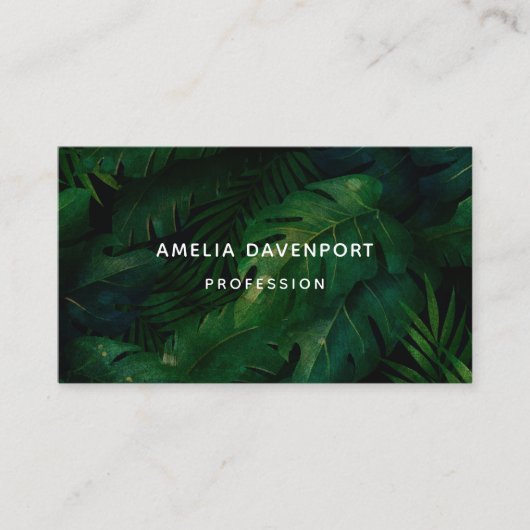 Bladbladeren van tropisch regenwoud visitekaartje (Voorkant)