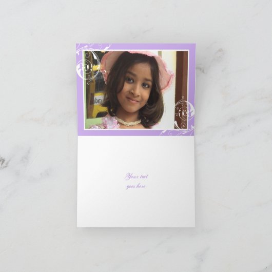 Bladbladglad wit paarse & Davidster Dank u Bedankkaart (Binnen)