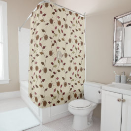 bladbloemen flessenpatroon roam beige douchegordijn
