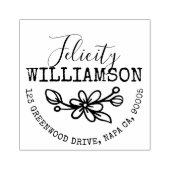 Bladbloemige Botanische Bloesem Daisy Naam Adres Rubberstempel (Afrduk)