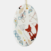 Bladbloempijlen Fox Woodland Forest Pattern Keramisch Ornament (Rechts)