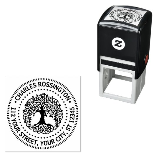 Bladboom met Wortels Naam Retouradres NT Frm Zelfinktende Stempel (In situ)